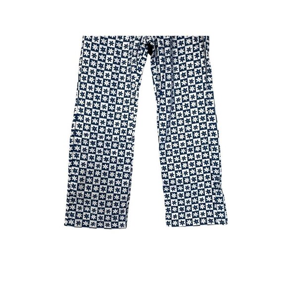 NWT, Unique Vintage Blue & White Checkered Daisy Print Jeans, Size L - Picture 10 of 16
